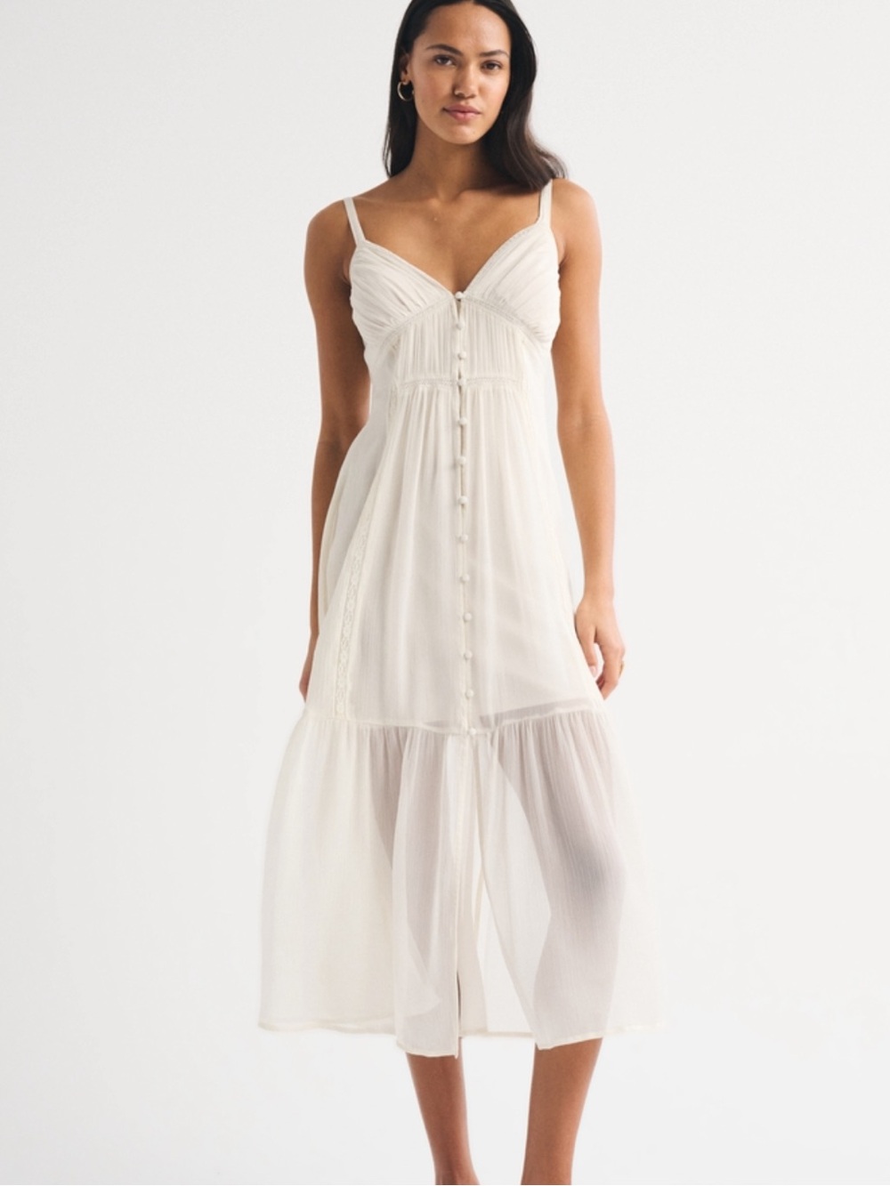 NWT Abercrombie Bra-Free Button-Through Duster Midi Dress